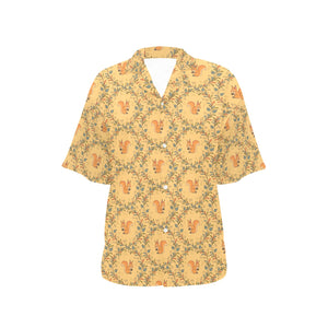 Squirrel Pattern Print Design 01 Women's All Over Print Hawaiian Shirt