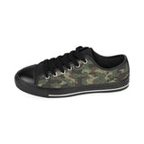 Green Camo Camouflage Honeycomb Pattern Kids' Boys' Girls' Low Top Canvas Shoes Black