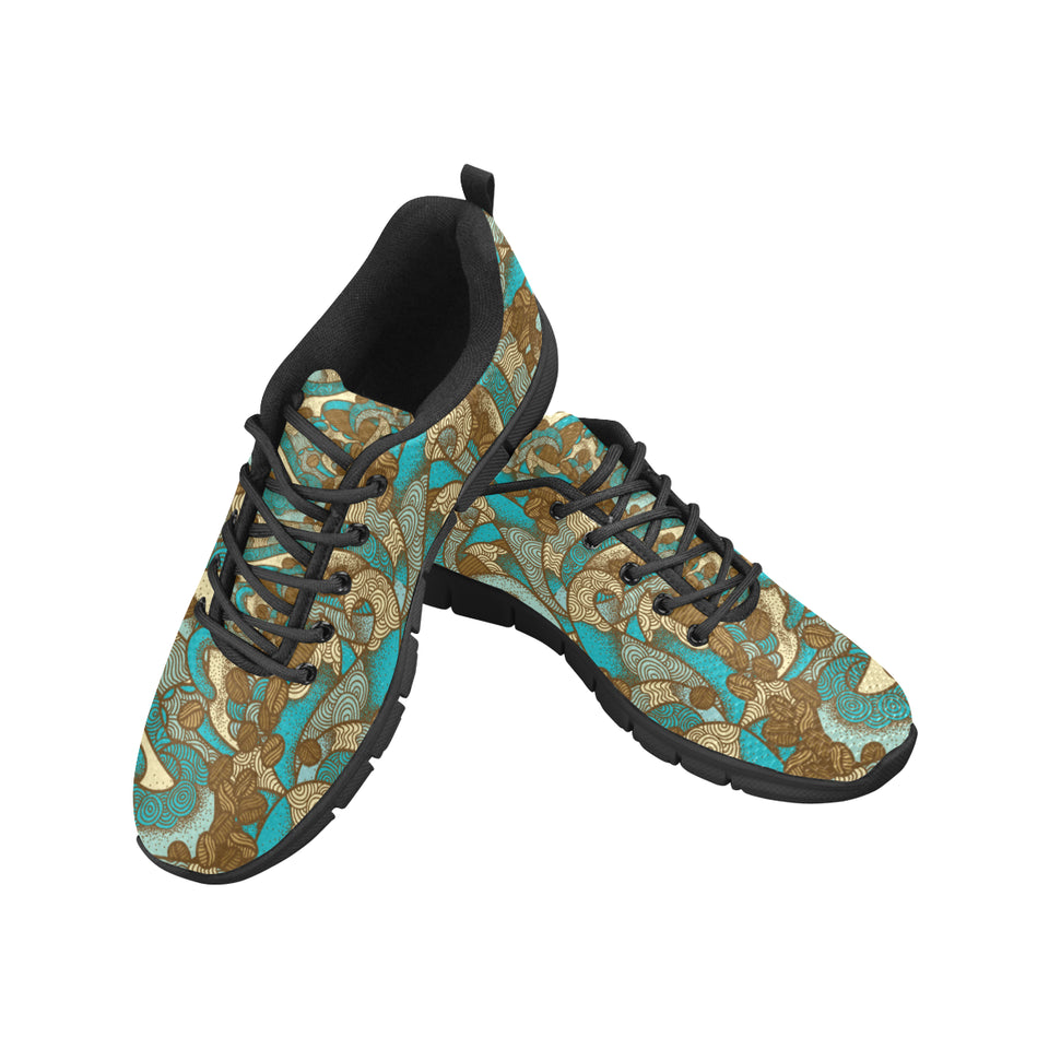 Coffee Bean Pattern Graphic Ornate Men's Sneakers Black