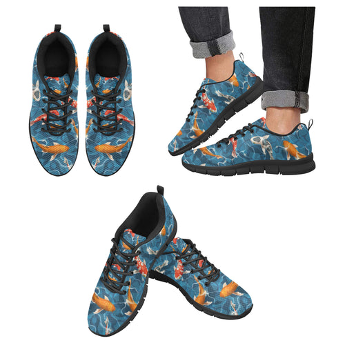 Koi Fish Carp Fish in Water Pattern Men's Sneakers Black