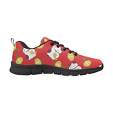 Meneki Neko Lucky Cat Pattern Red Theme Men's Sneakers Black