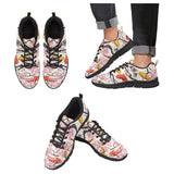 Colorful Koi Fish Carp Fish and Sakura Pattern Men's Sneakers Black