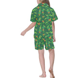 Green Peas Pattern Print Design 05 Kids' Boys' Girls' V-Neck Short Pajama Set