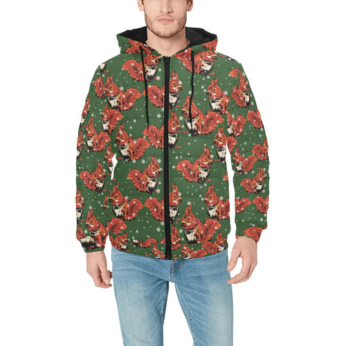 Squirrel Pattern Print Design 03 Men's Padded Hooded Jacket(ModelH42)