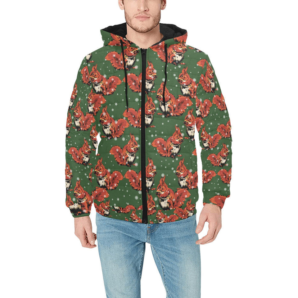 Squirrel Pattern Print Design 03 Men's Padded Hooded Jacket(ModelH42)