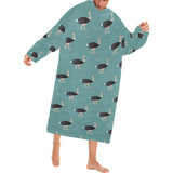 Ostrich Pattern Print Design 01 Blanket Robe with Sleeves