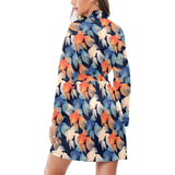 Goldfish Pattern Print Design 04 Women's Long Sleeve Belted Night Robe