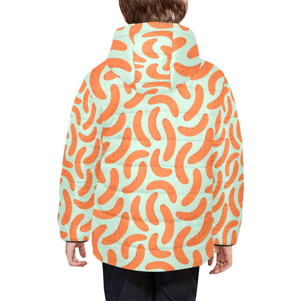 Sausage Pattern Print Design 04 Kids' Boys' Girls' Padded Hooded Jacket