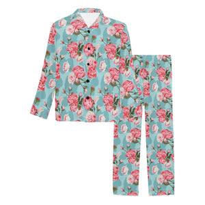 Rose Pattern Print Design 03 Men's Long Pajama Set