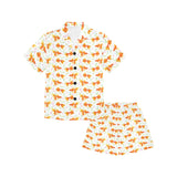 Goldfish Pattern Print Design 03 Kids' Boys' Girls' V-Neck Short Pajama Set