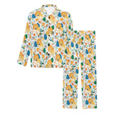 Lion Pattern Print Design 02 Men's Long Pajama Set