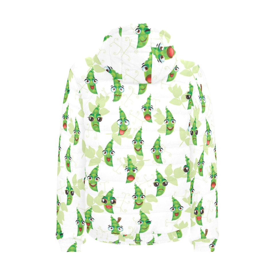 Green Peas Pattern Print Design 04 Men's Padded Hooded Jacket(ModelH42)