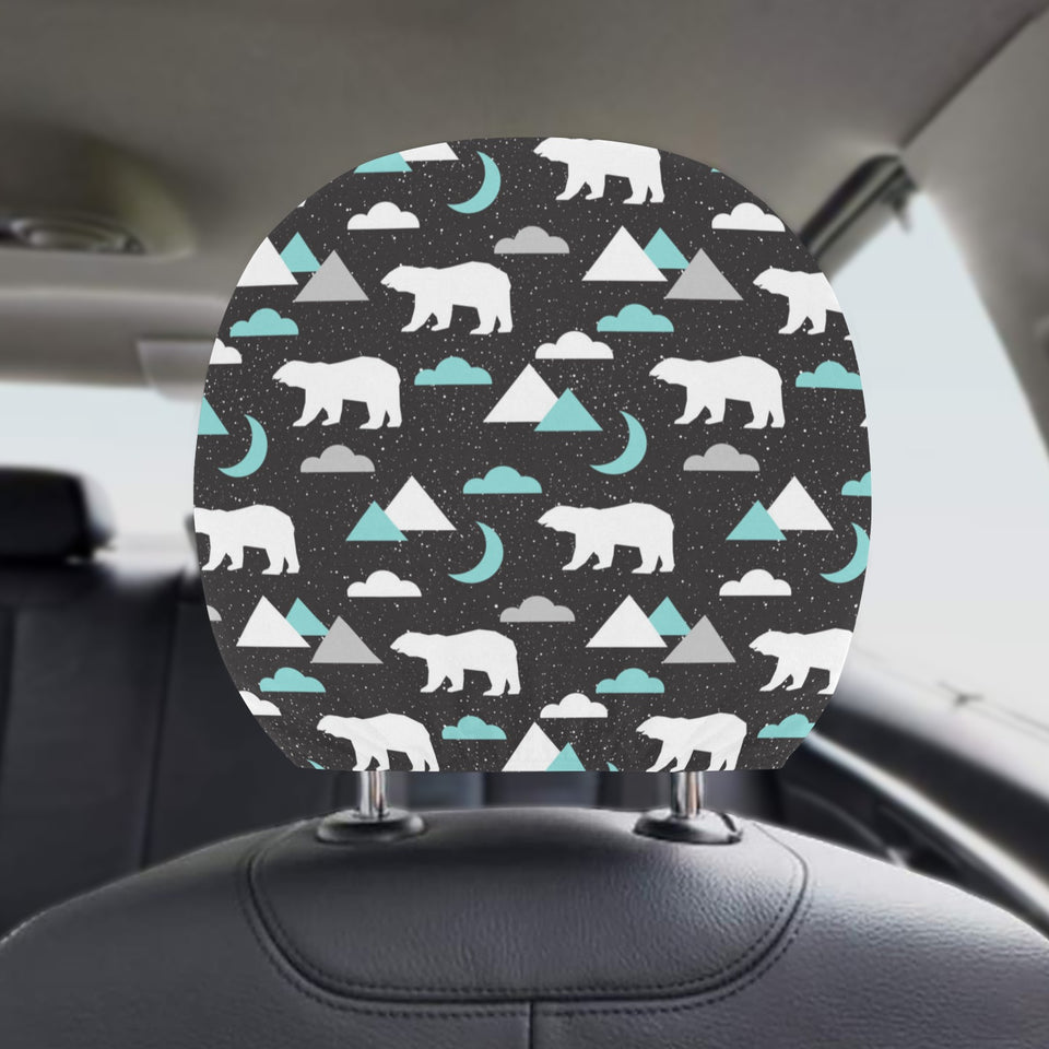 Polar Bear Moon Pattern Car Headrest Cover