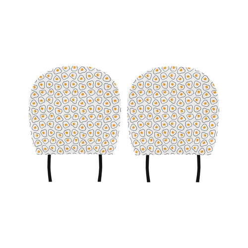 Fried Eggs Pattern Print Design 05 Car Headrest Cover