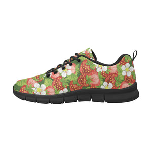 Strawberry Leaves Flower Pattern Men's Sneakers Black