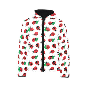 Ladybug Pattern Print Design 01 Kids' Boys' Girls' Padded Hooded Jacket