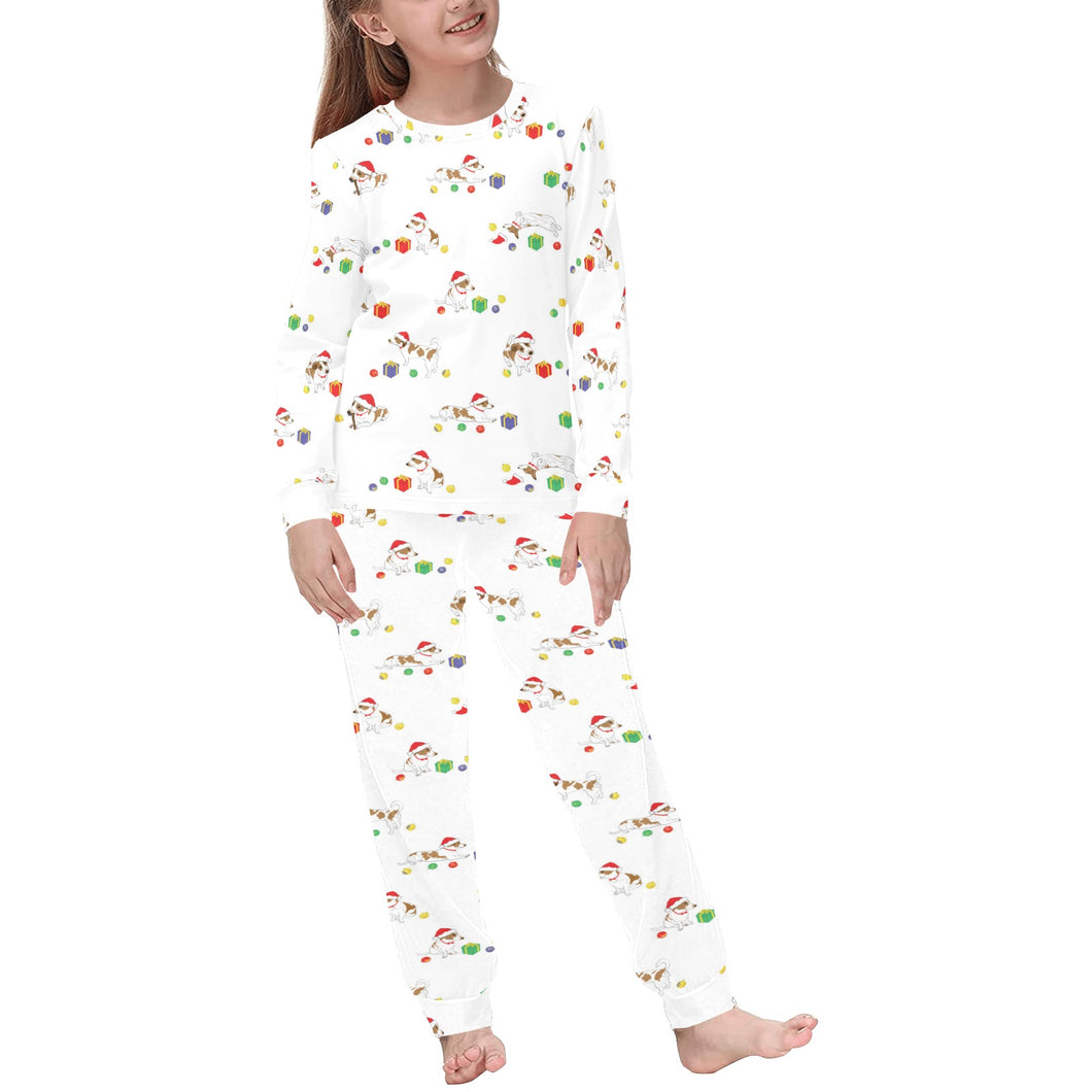 Jack Russel Pattern Print Design 02 Kids' Boys' Girls' All Over Print Pajama Set