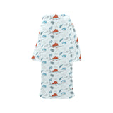 Swordfish Pattern Print Design 03 Blanket Robe with Sleeves