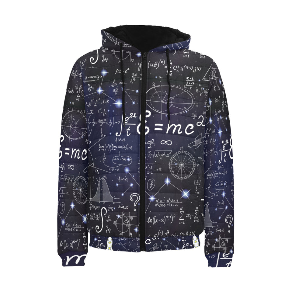 Math Pattern Print Design 02 Men's Padded Hooded Jacket(ModelH42)