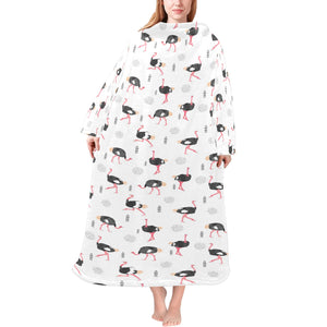 Ostrich Pattern Print Design 02 Blanket Robe with Sleeves