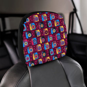 Camera Pattern Print Design 04 Car Headrest Cover