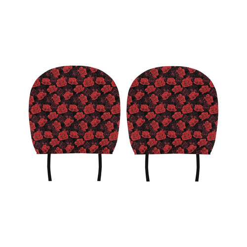 Rose Pattern Print Design 01 Car Headrest Cover