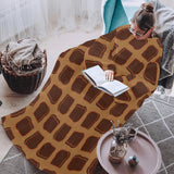 Bread Toast Pattern Print Design 04 Blanket Robe with Sleeves