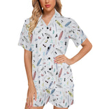 Surfboard Pattern Print Design 01 Women's V-Neck Short Pajama Set