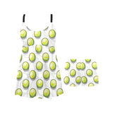 Tennis Pattern Print Design 05 Chest Sexy Pleated Two Piece Swim Dress