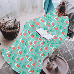 Snail Pattern Print Design 01 Blanket Robe with Sleeves