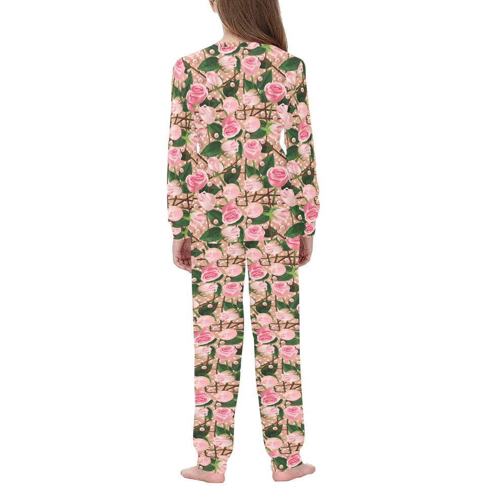 Rose Pattern Print Design 04 Kids' Boys' Girls' All Over Print Pajama Set