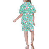 Snail Pattern Print Design 01 Kids' Boys' Girls' V-Neck Short Pajama Set