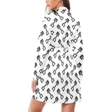 Engine Piston Theme Background Pattern Print Desig Women's Long Sleeve Belted Night Robe