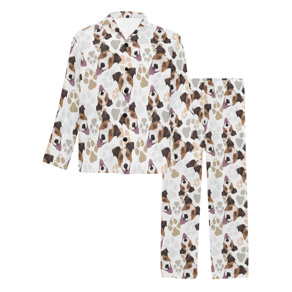 Jack Russel Pattern Print Design 05 Men's Long Pajama Set