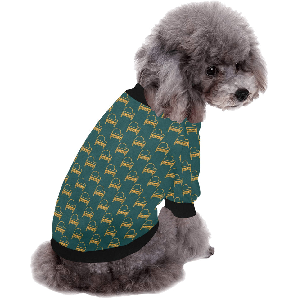 Piano Pattern Print Design 03 All Over Print Pet Dog Round Neck Fuzzy Shirt