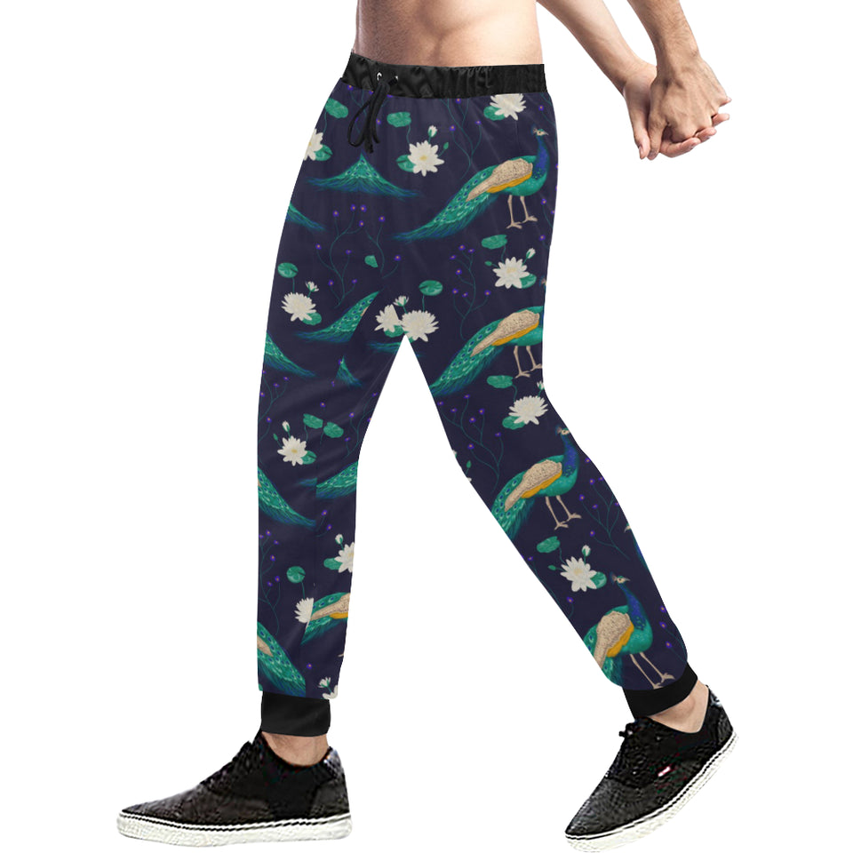 Peacock Flower Pattern Unisex Casual Sweatpants