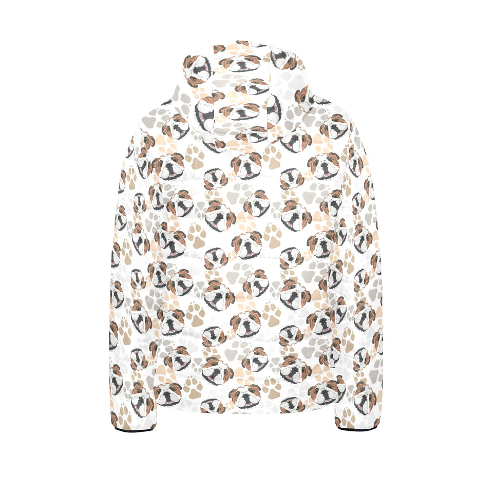 English Bulldog Pattern Print Design 01 Kids' Boys' Girls' Padded Hooded Jacket