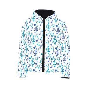 Music Notes Pattern Print Design 03 Kids' Boys' Girls' Padded Hooded Jacket