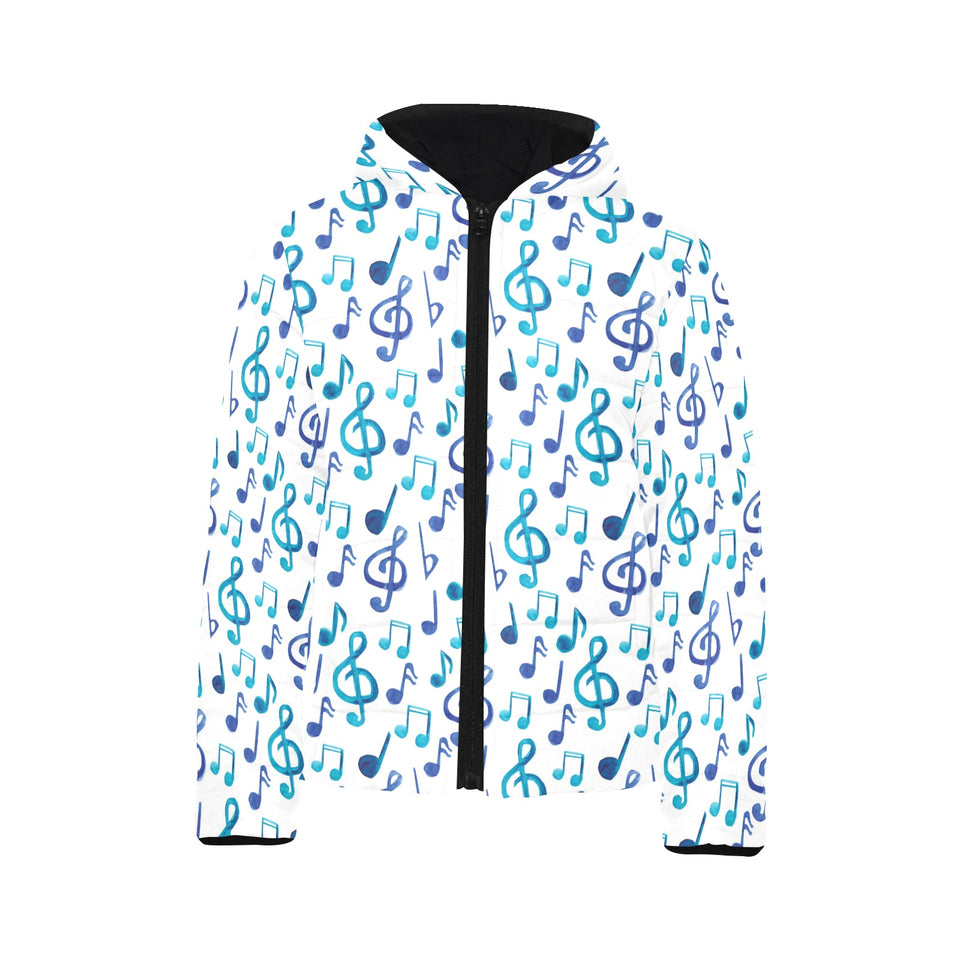 Music Notes Pattern Print Design 03 Kids' Boys' Girls' Padded Hooded Jacket