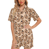 Pretzels Pattern Print Design 02 Women's V-Neck Short Pajama Set