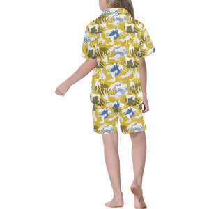 Greyhound Pattern Print Design 02 Kids' Boys' Girls' V-Neck Short Pajama Set