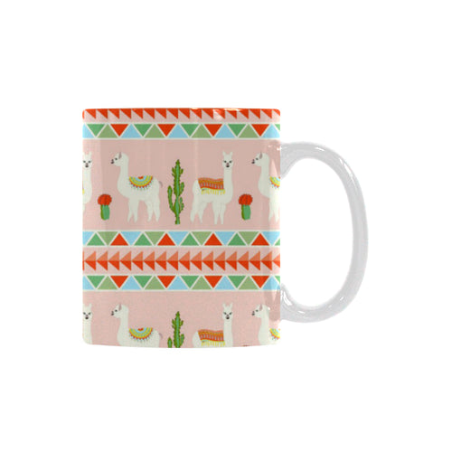 Llama Cactus Pattern background Classical White Mug (FulFilled In US)