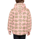 Pretzels Pattern Print Design 04 Kids' Boys' Girls' Padded Hooded Jacket