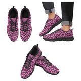 Pink Leopard Skin texture Pattern Men's Sneakers Black