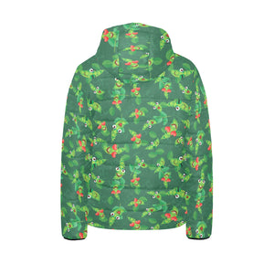 Green Peas Pattern Print Design 05 Kids' Boys' Girls' Padded Hooded Jacket