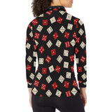 Dice Pattern Print Design 04 Women's Long Sleeve Polo Shirt