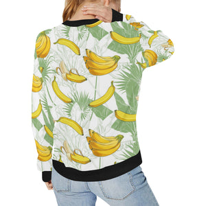 Banana Pattern Background Women's Crew Neck Sweatshirt