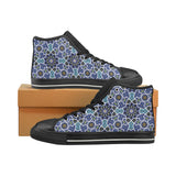 Blue Arabic Morocco Pattern Men's High Top Canvas Shoes Black