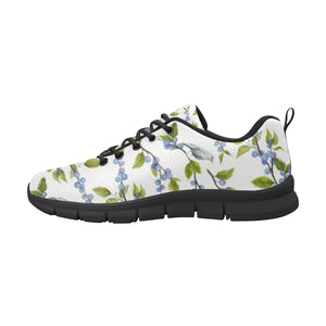 Blueberry Bird Pattern Men's Sneakers Black