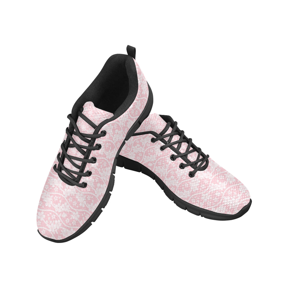 Sakura Pink Pattern Men's Sneakers Black